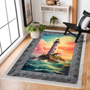 Modern Mavi Soyut Desenli Polyester Çocuk Odası Halısı