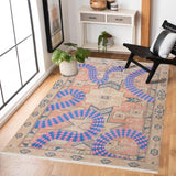 Beige Peach Ethnic Figure Living Room Rug - Polyester