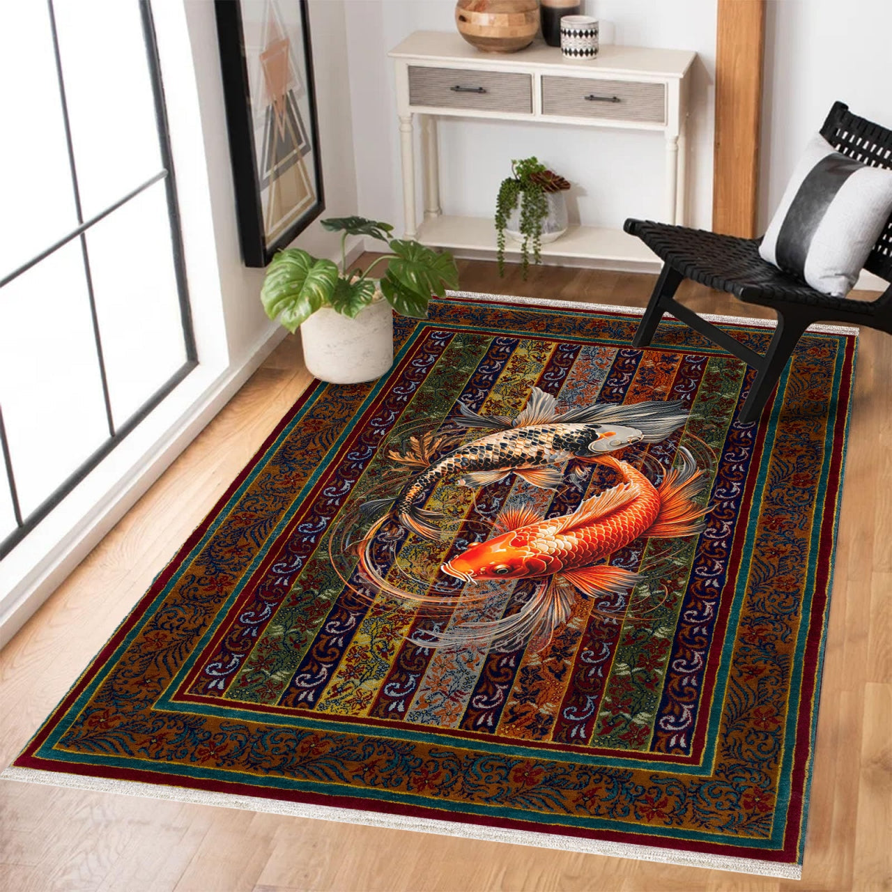Acem Turuncu Desenli Polyester Salon Halısı