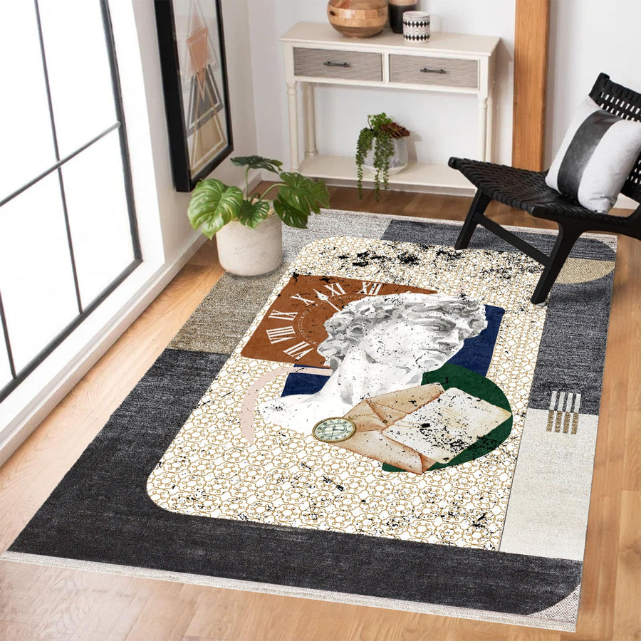 Modern Ekru Desenli Polyester Salon Halısı