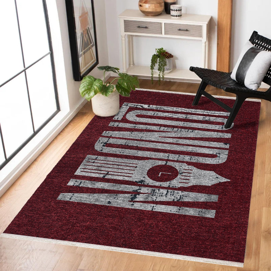 Modern Burgundy Plain Area Rug, Machine Washable – in the living room