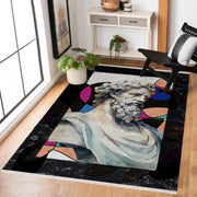 Modern Siyah Açık Gri Soyut Desenli Polyester Salon Halısı