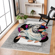 Gri Beyaz Modern Salon Halısı - Polyester