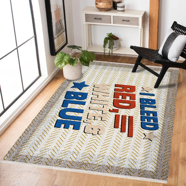 Modern Koyu Mavi Geometrik Desenli Polyester Salon Halısı