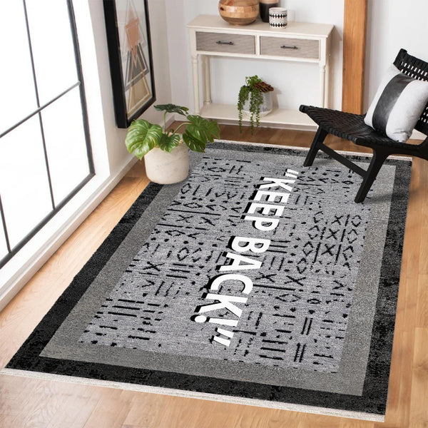 Fas Antrasit Gri Berber Desenli Polyester Salon Halısı