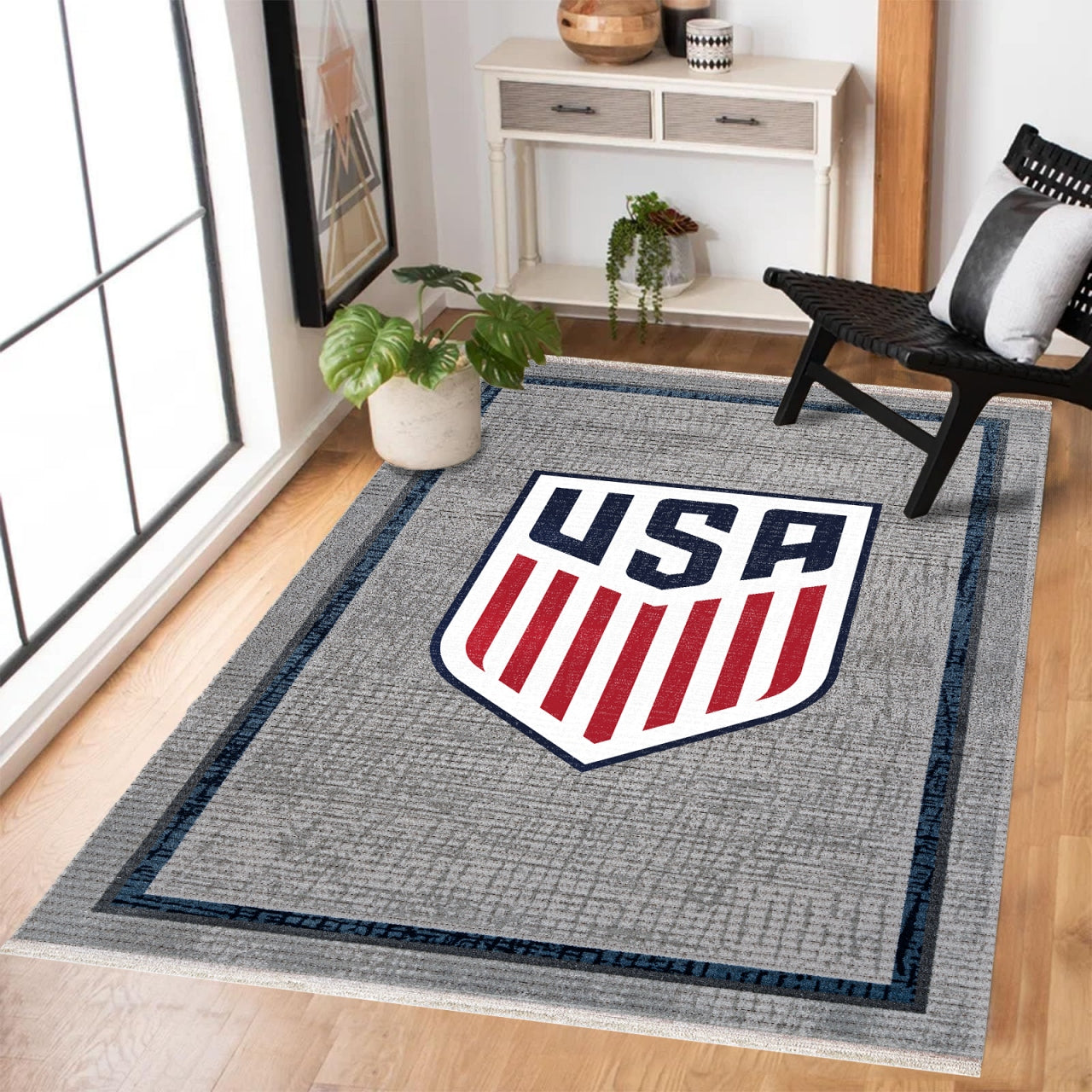USA Futbol Temalı Yıkanabilir Kaymaz Tabanlı Halı