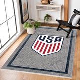 Gray Dark Blue Distressed Striped Living Room Rug - Polyester Machine Woven