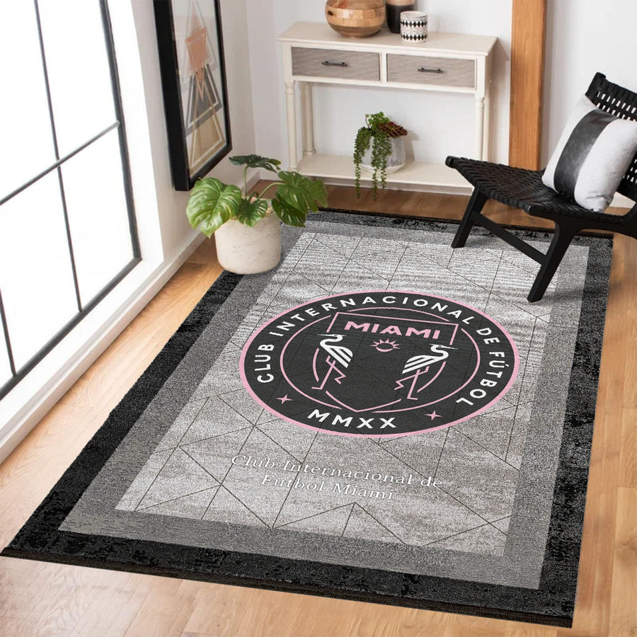 Modern Antrasit Gri Geometrik Desenli Polyester Salon Halısı