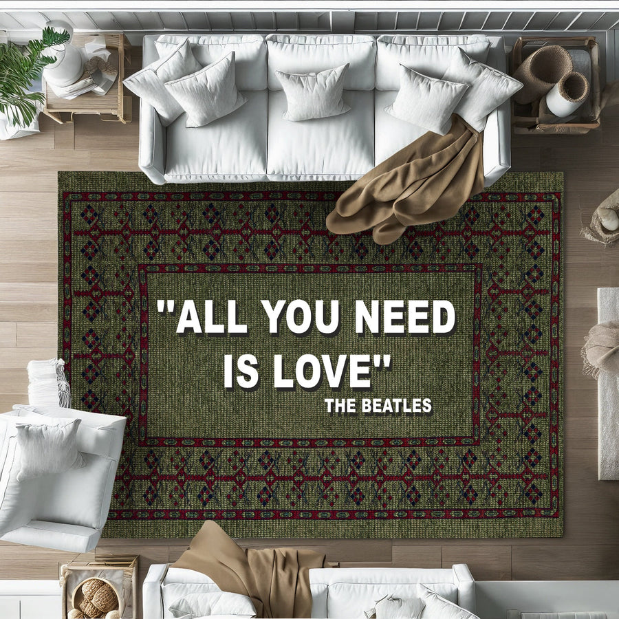All You Need Is Love Kaymaz Tabanlı Yıkanabilir Halı
