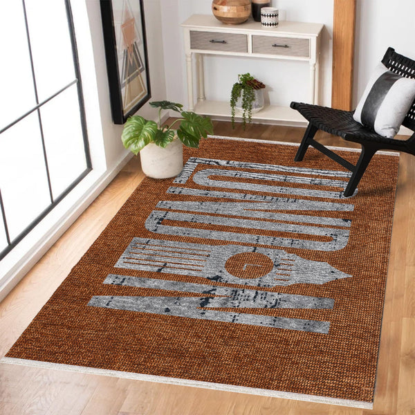 Modern Kiremit Etnik Desenli Polyester Salon Halısı