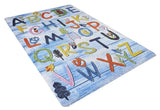 Blue Green Kids Room Alphabet Rug - Polyester Digital Print