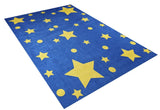 Blue Yellow Kids Room Rug - Polyester Digital Print