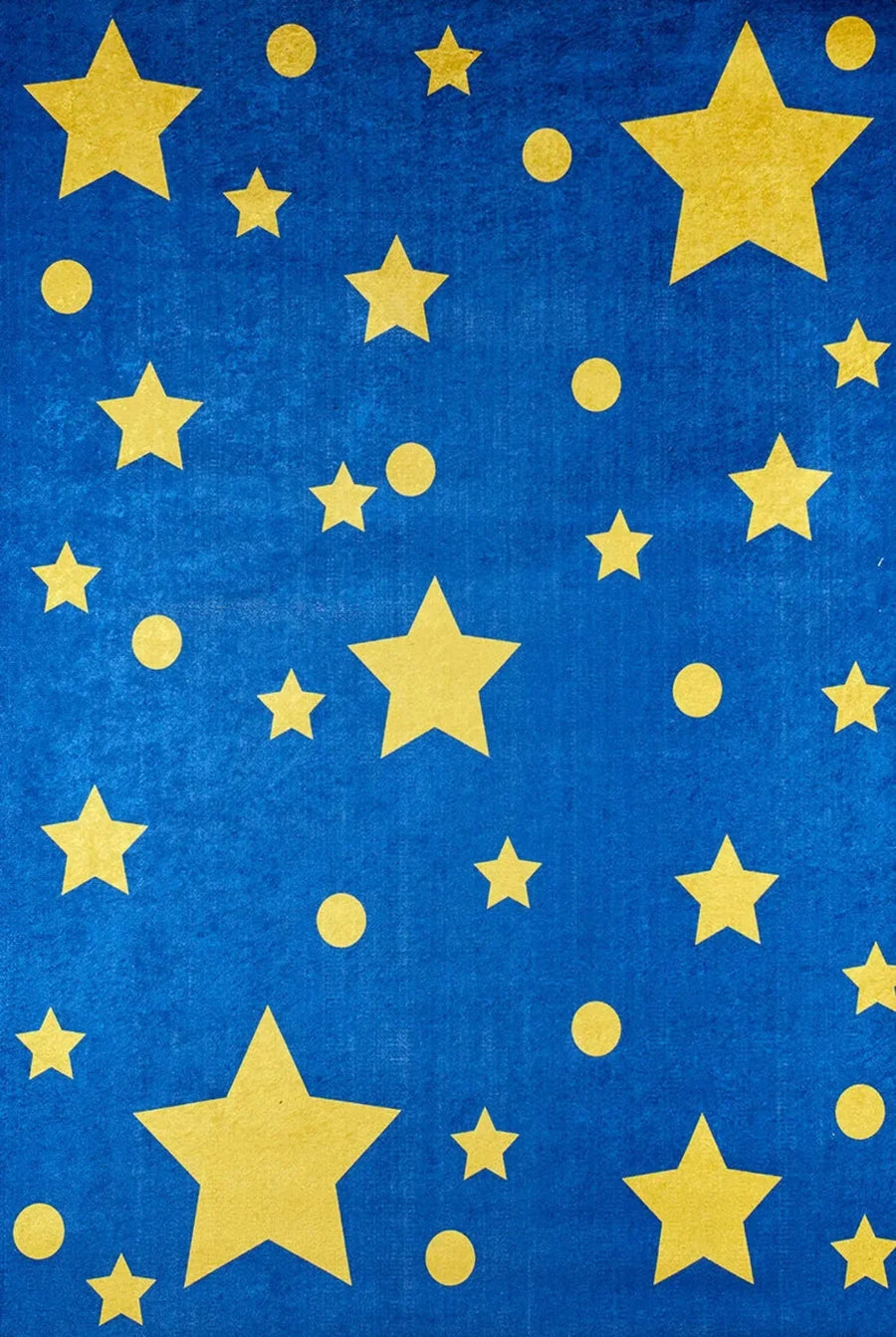 Blue Rug with Yellow Geometric Pattern for Kids – texture close-up