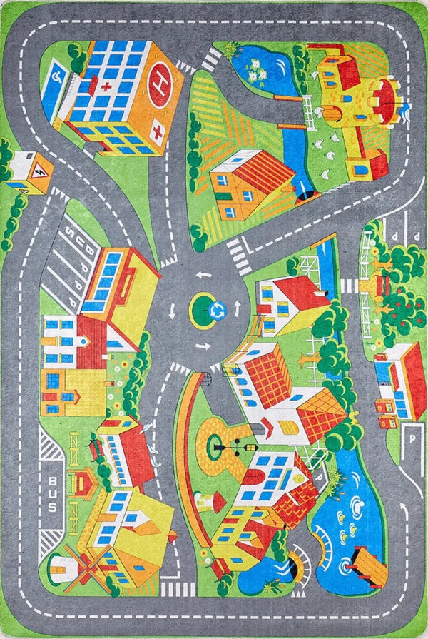 Figürlü Modern Halı - Yıkanabilir - Kaymaz Taban - Pati Dostu