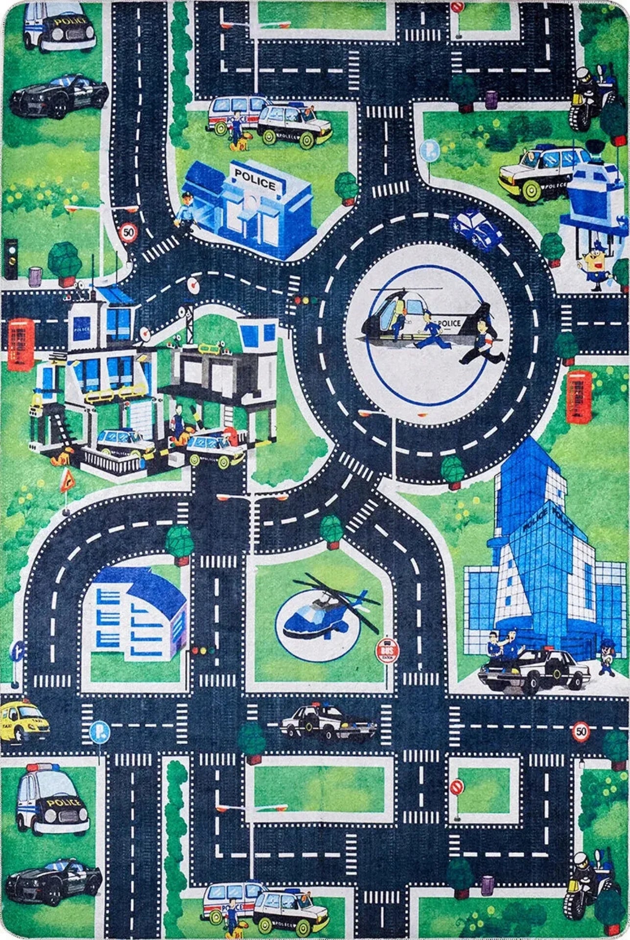 Figürlü Modern Halı - Yıkanabilir - Kaymaz Taban - Pati Dostu