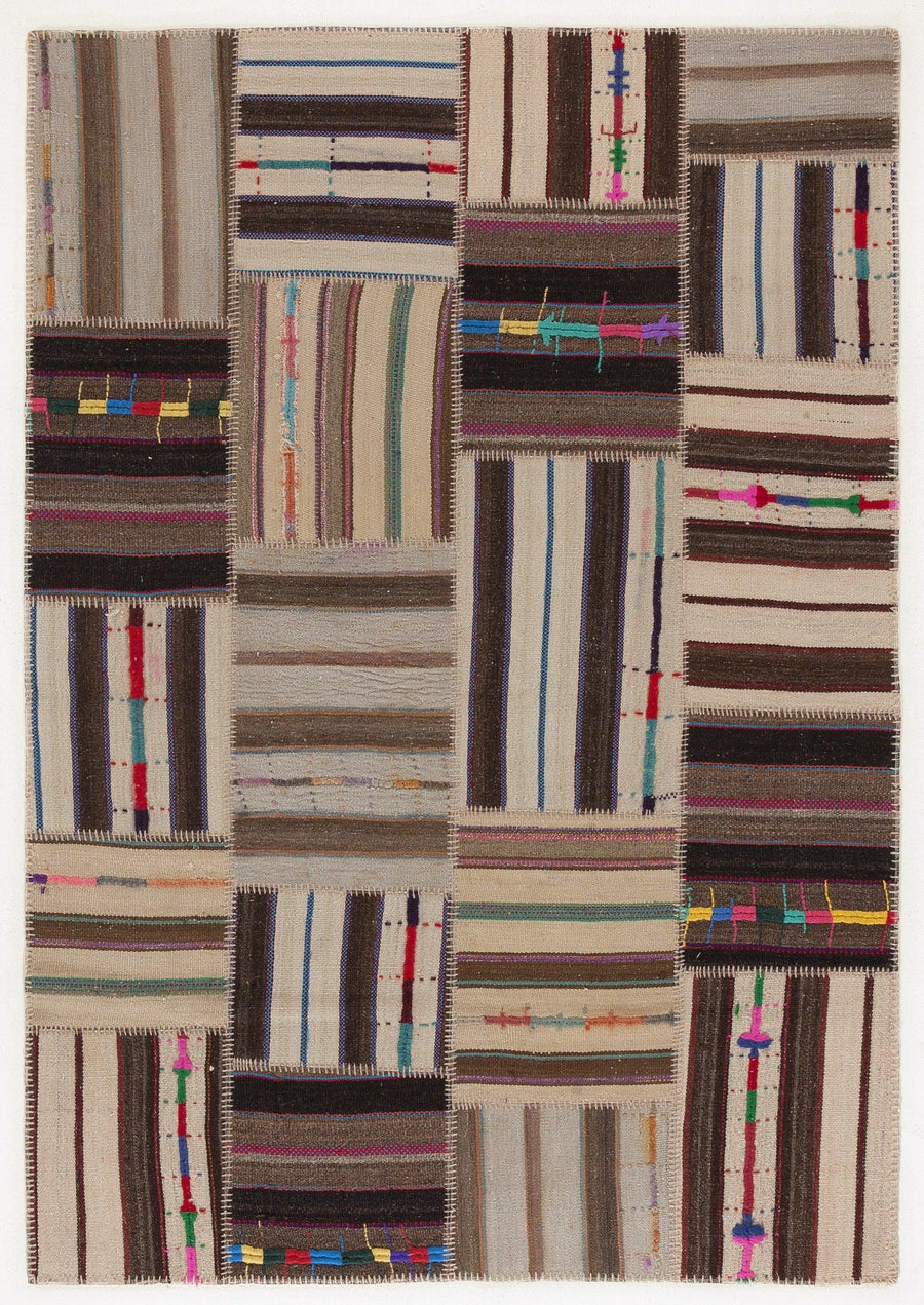Bej Anadolu Bohem Geometrik Yün Halı 160x230 - Özel Seri
