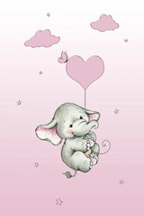 Pink Grey Children's Figure Living Room Rug - Polyester Digital Print