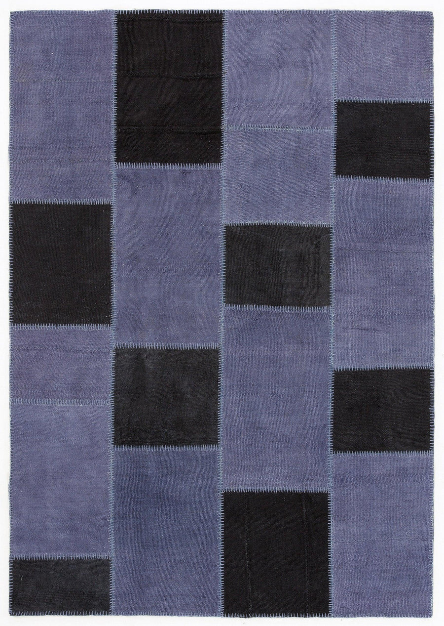 Mavi Geometrik Modern Yün Halı 160x230