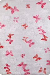 Gray Pink Figured Kids Room Rug - Polyester Digital Print