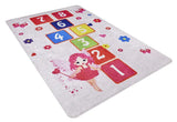 Light Gray Pink Children's Room Rug - Polyester Digital Print