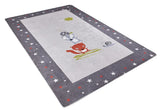 Light Gray Dark Gray Figured Kids Room Rug - Polyester Digital Print