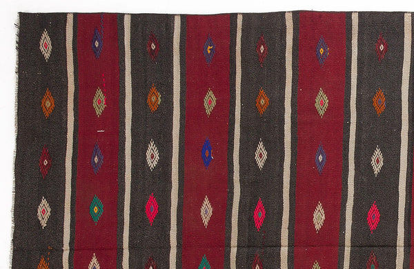 Bej Anadolu Geometrik Çizgili Yün Halı 165x307 - Özel Seri