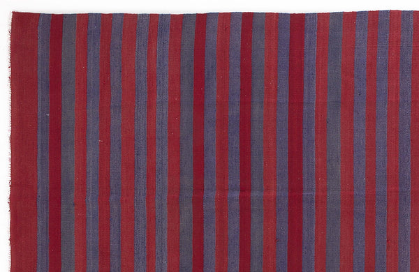 Kırmızı Anadolu Çizgili Yün Halı 145x335 - Özel Seri