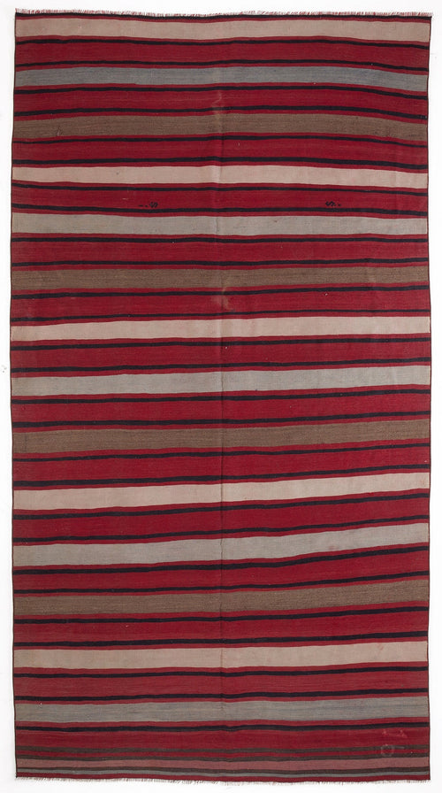 Girit Bej Çizgili Yün El Dokuma Halısı 180 x 334 Apex Unique