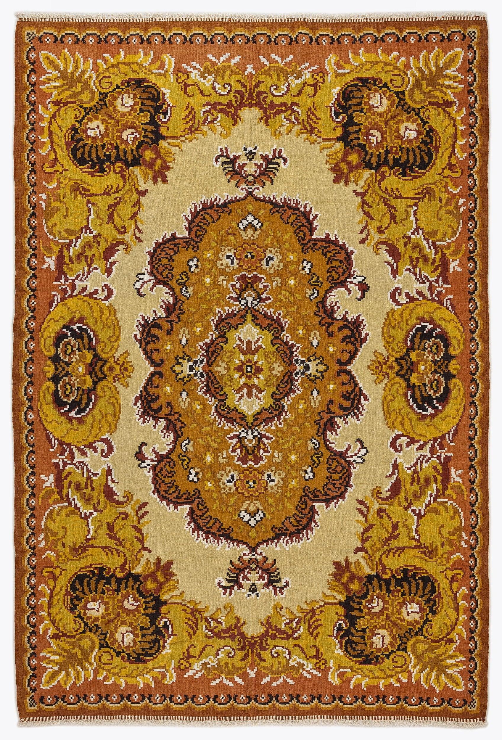 Kırmızı Anadolu Geometrik Madalyonlu Yün Halı 197x287 - Özel Seri