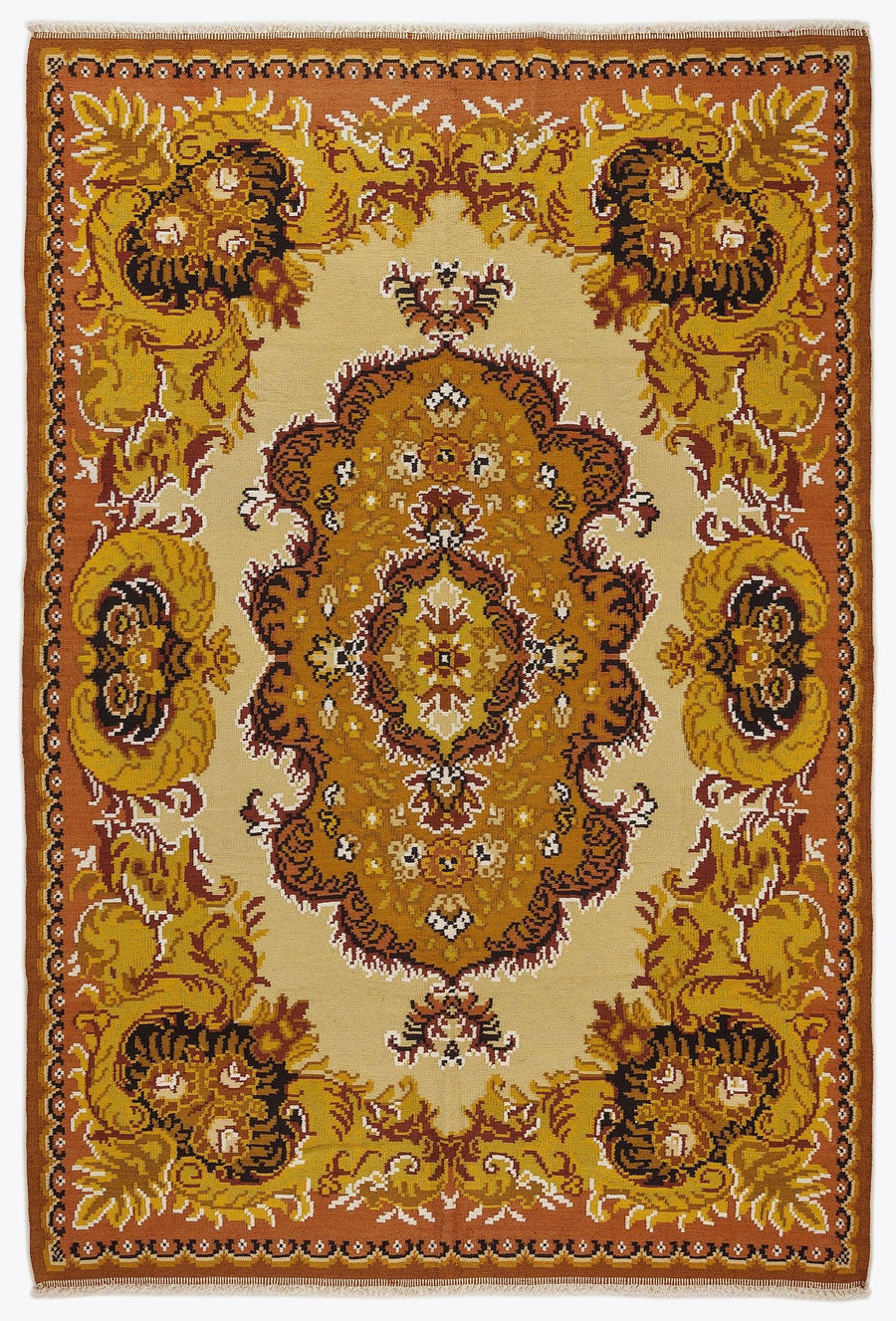 Kırmızı Anadolu Geometrik Madalyonlu Yün Halı 197x287 - Özel Seri
