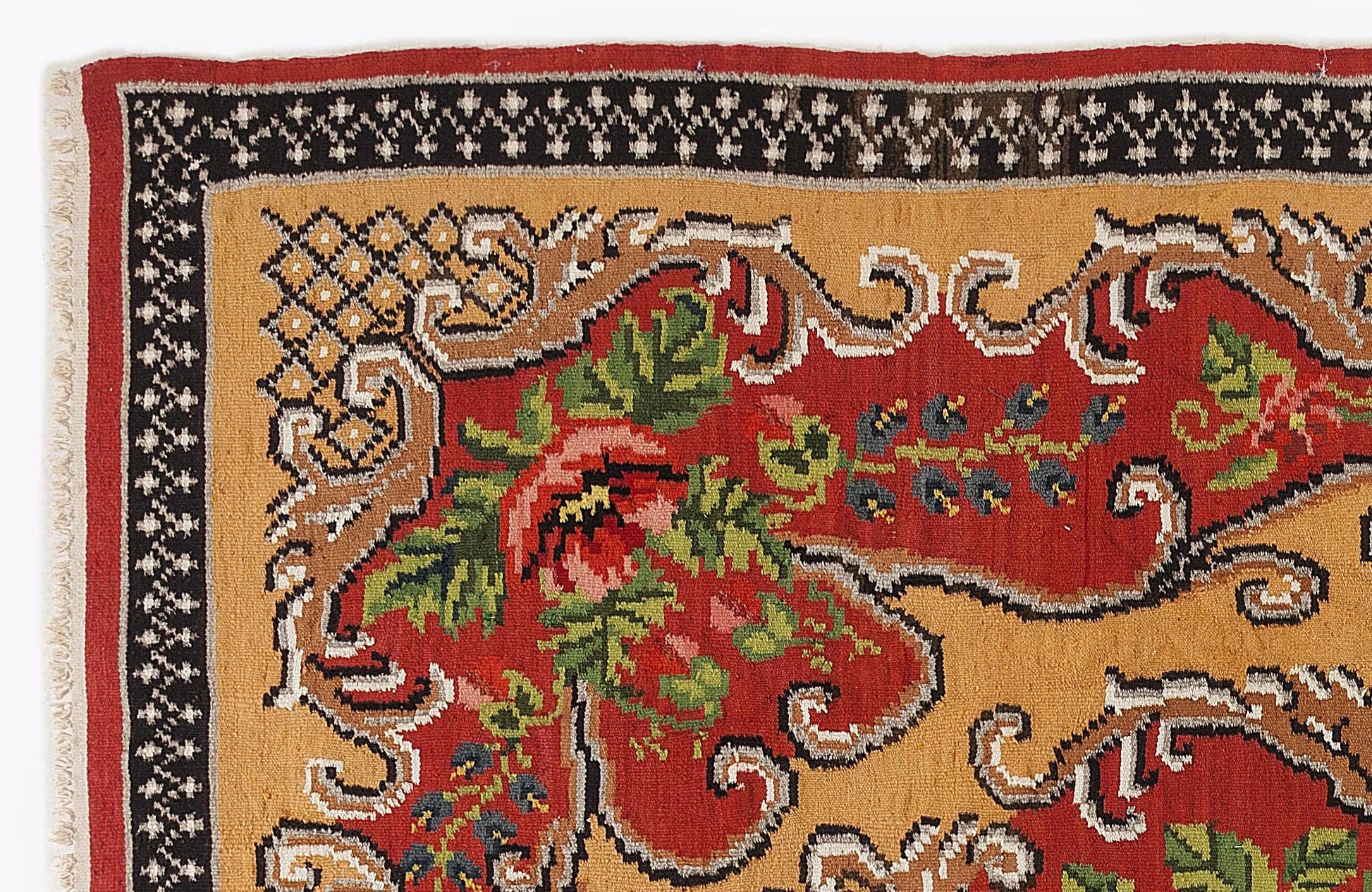 Kırmızı Karabağ Bohem Geometrik Yün Halı 181x270 - Özel Seri