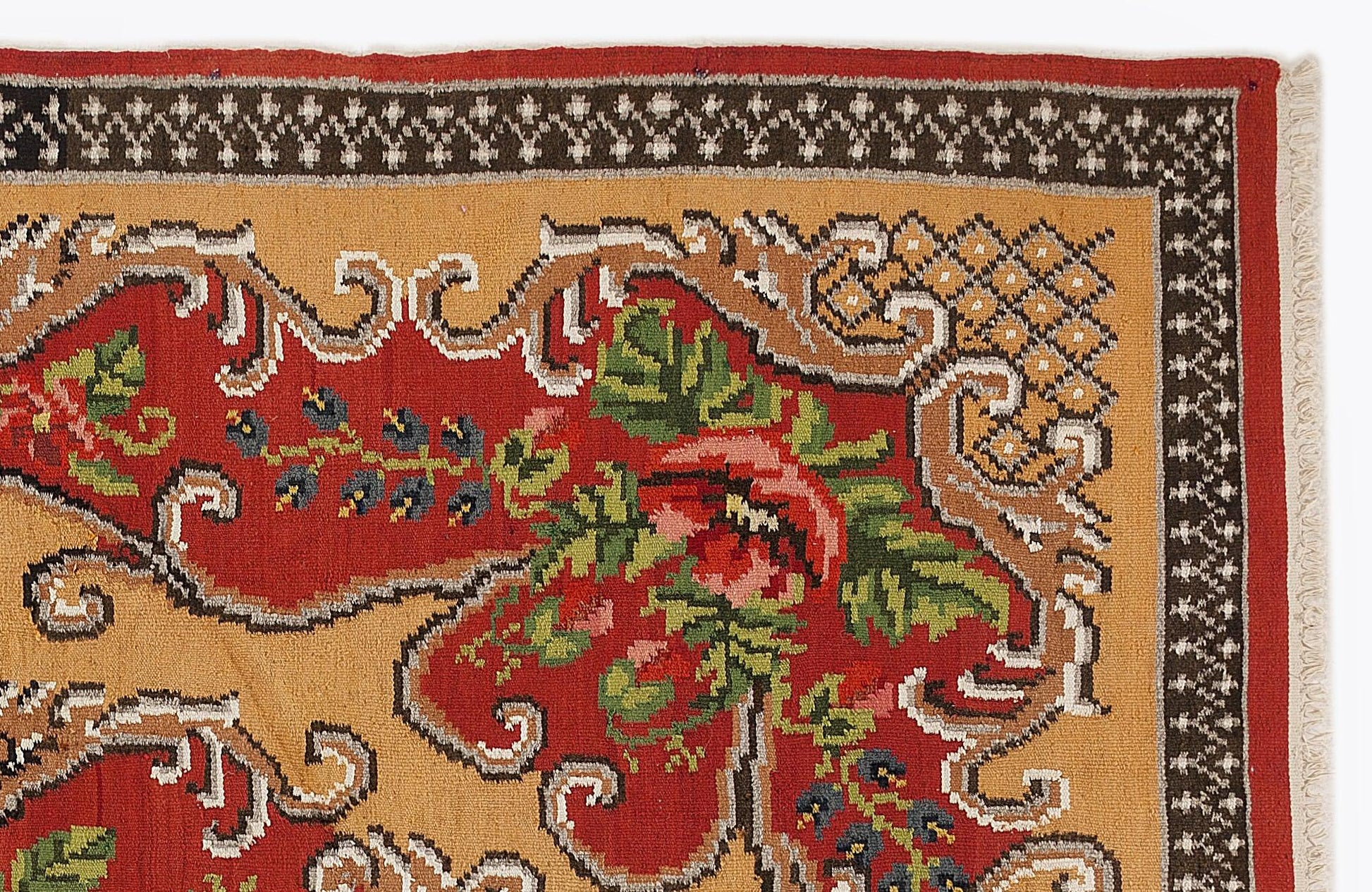Kırmızı Karabağ Bohem Geometrik Yün Halı 181x270 - Özel Seri