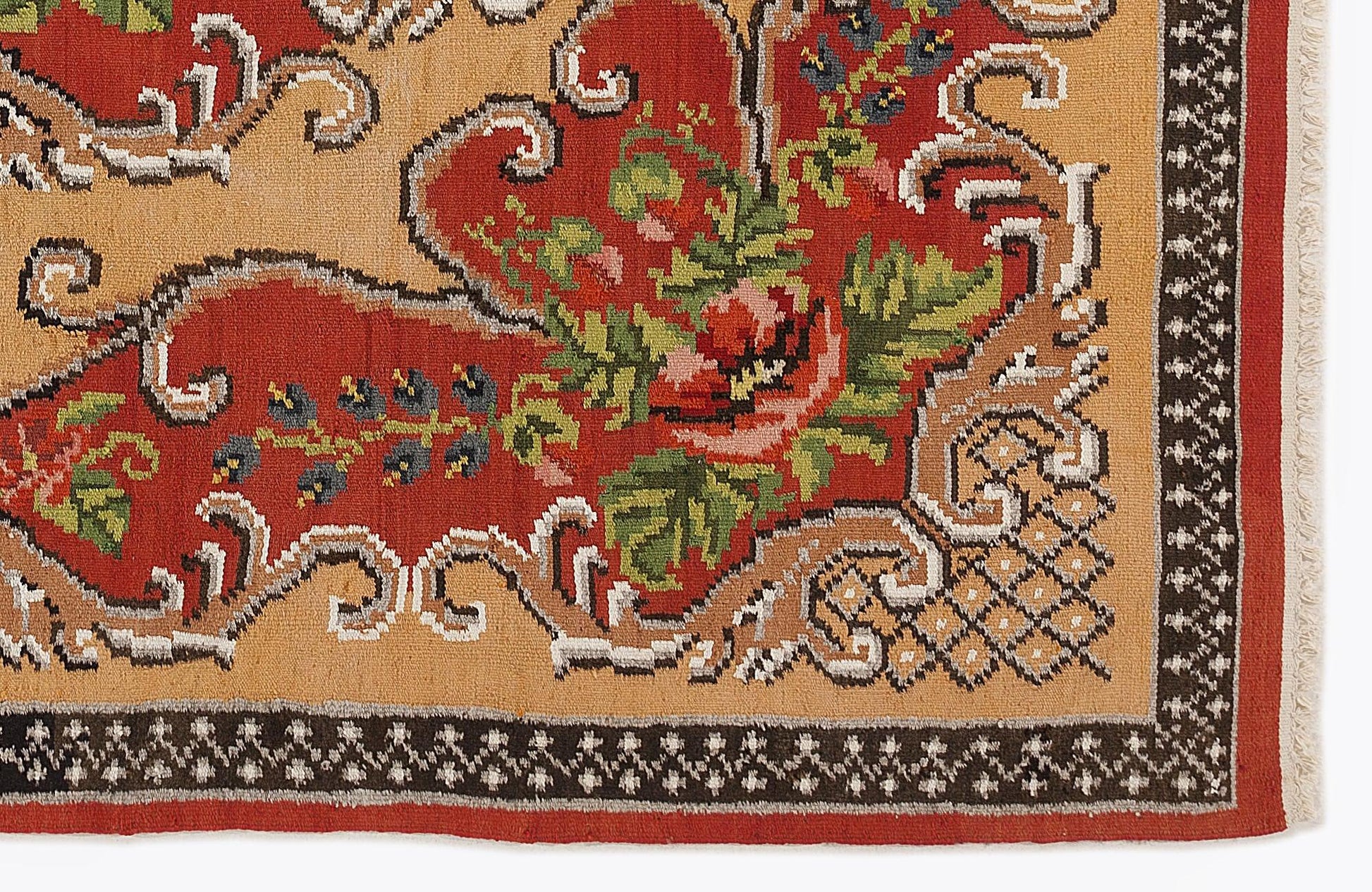 Kırmızı Karabağ Bohem Geometrik Yün Halı 181x270 - Özel Seri