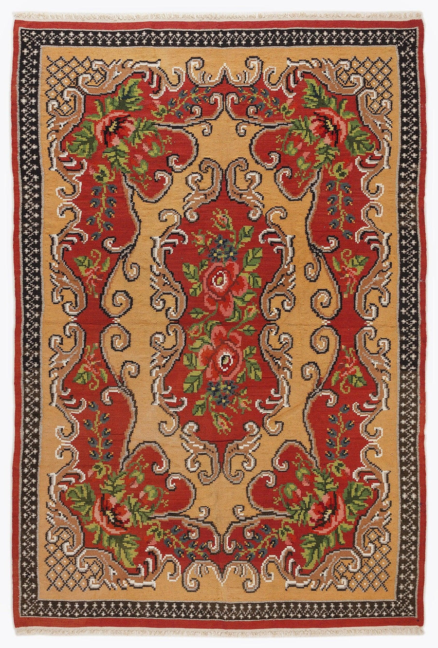 Kırmızı Karabağ Bohem Geometrik Yün Halı 181x270 - Özel Seri