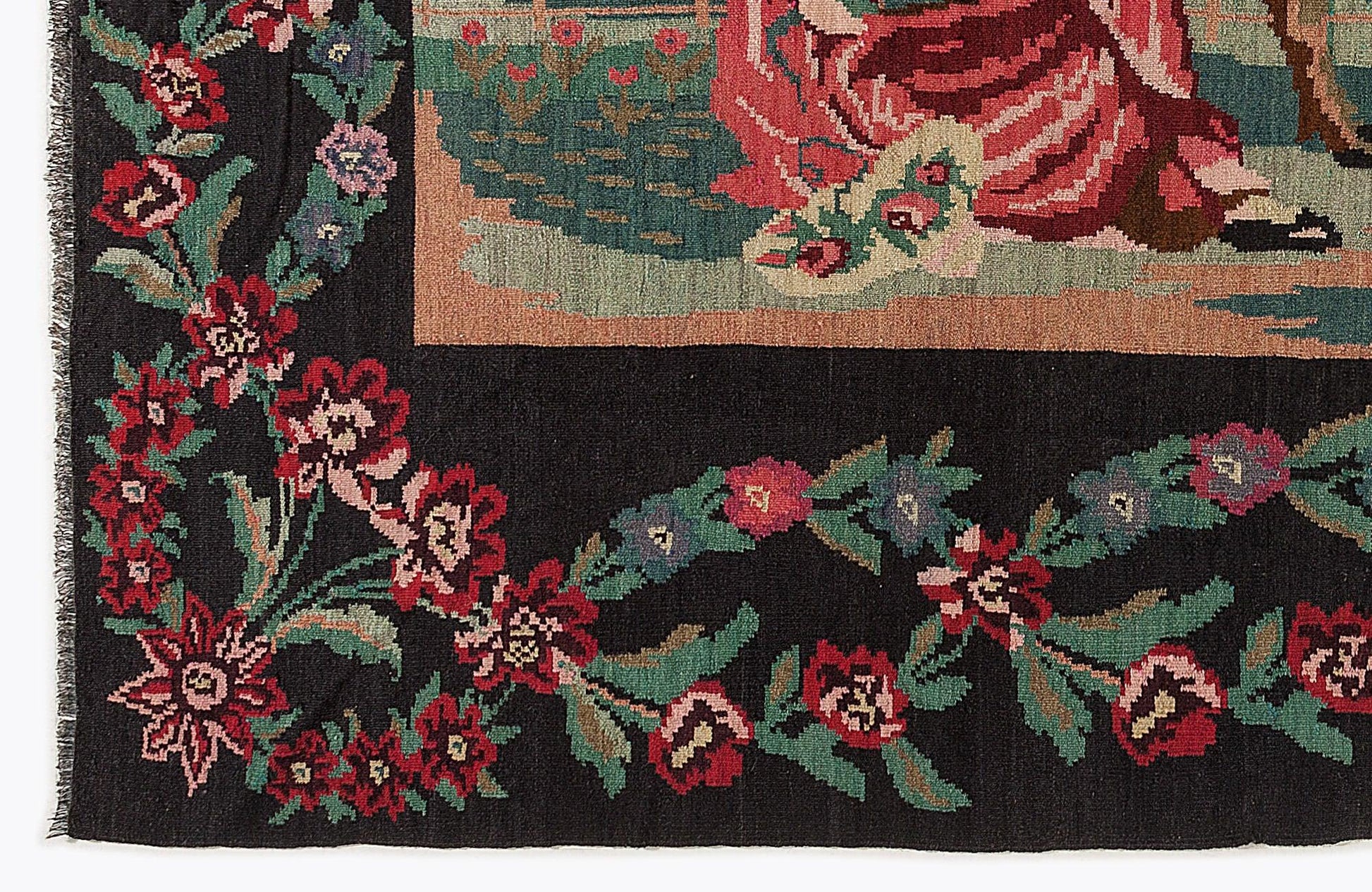 Kırmızı Karabağ Çiçekli Yün Halı 204x304 - Özel Seri