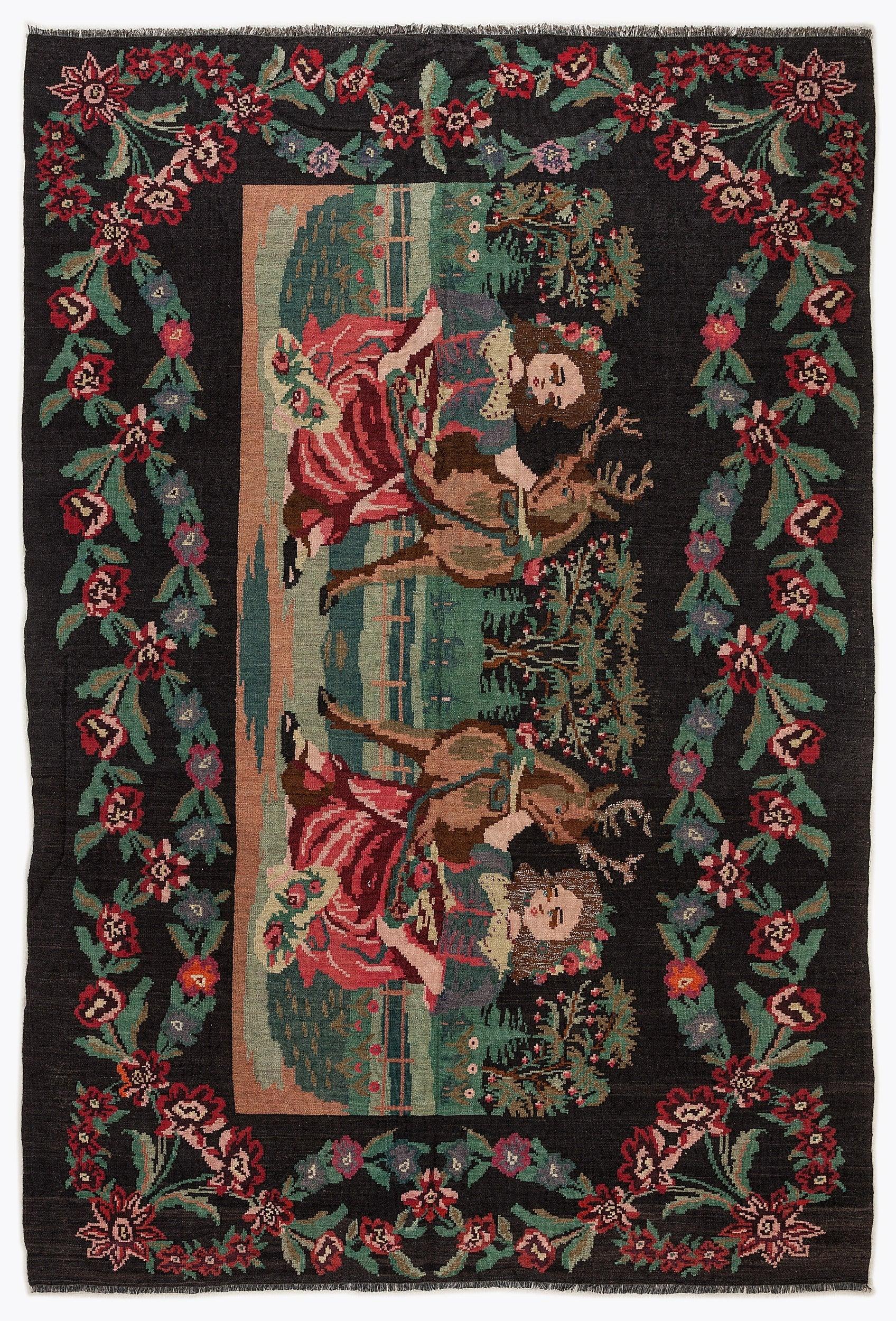 Kırmızı Karabağ Çiçekli Yün Halı 204x304 - Özel Seri