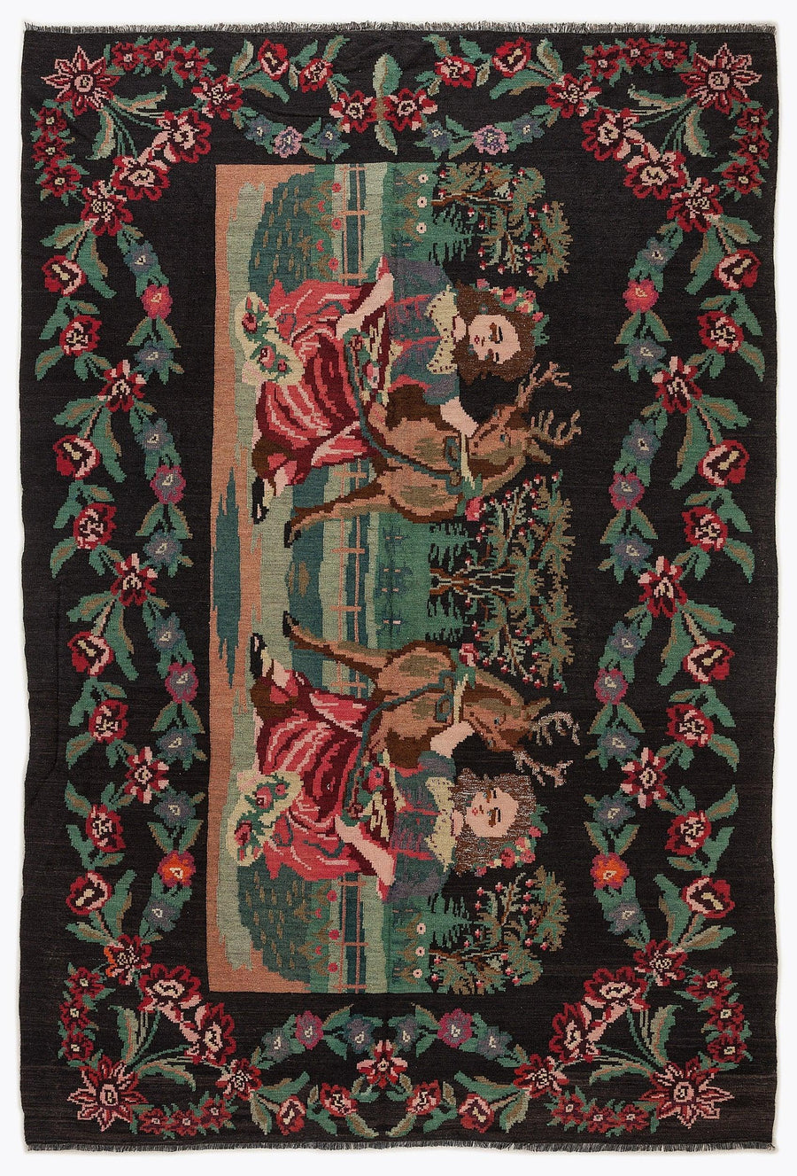 Kırmızı Karabağ Çiçekli Yün Halı 204x304 - Özel Seri