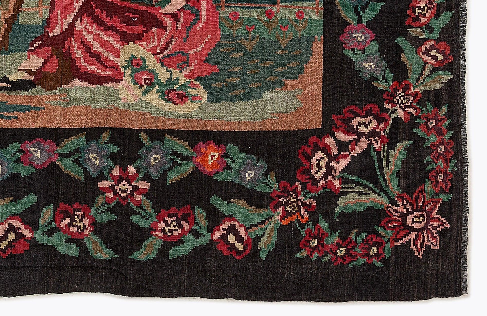 Kırmızı Karabağ Çiçekli Yün Halı 204x304 - Özel Seri