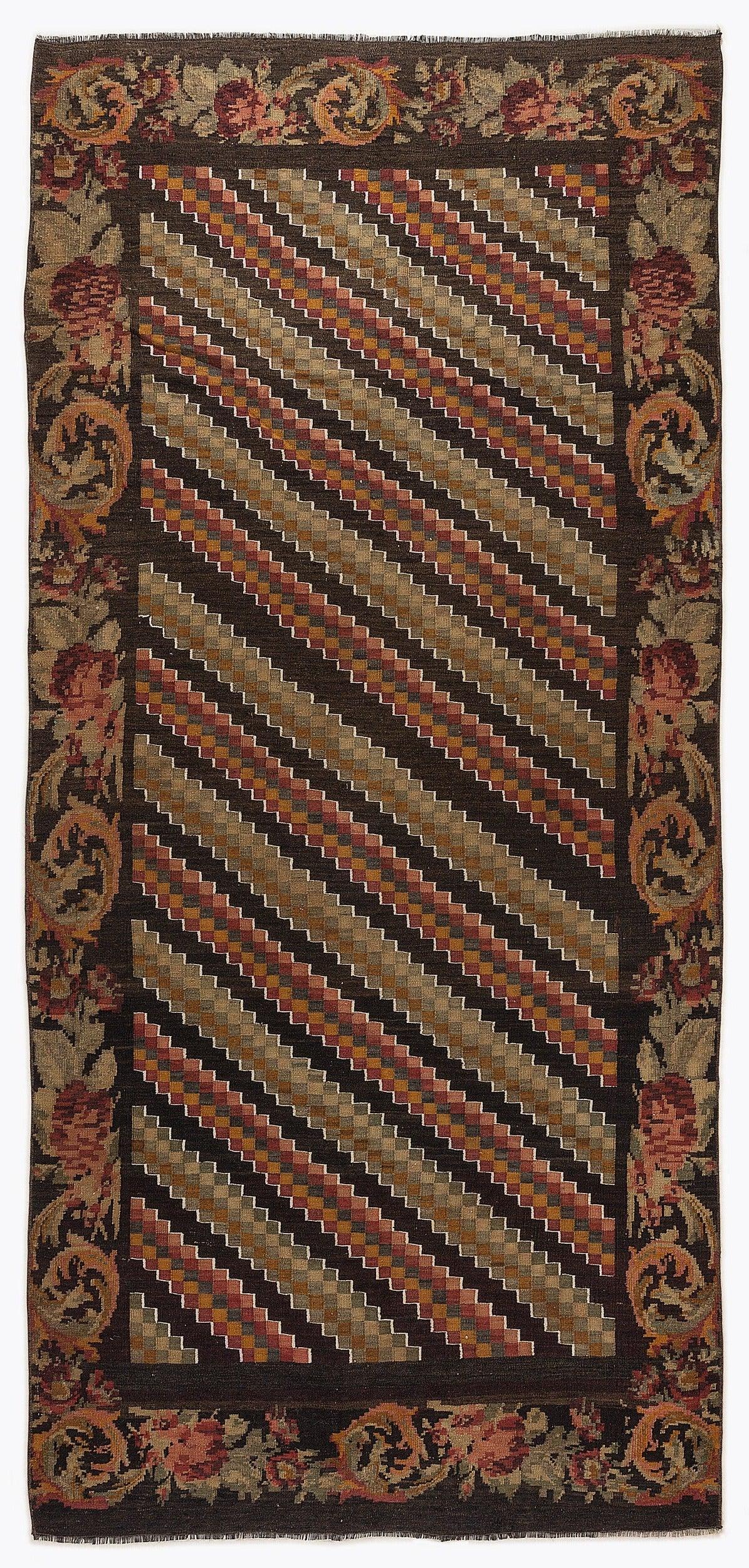 Kırmızı Karabağ Çiçekli Yün Halı 147x315 - Özel Seri