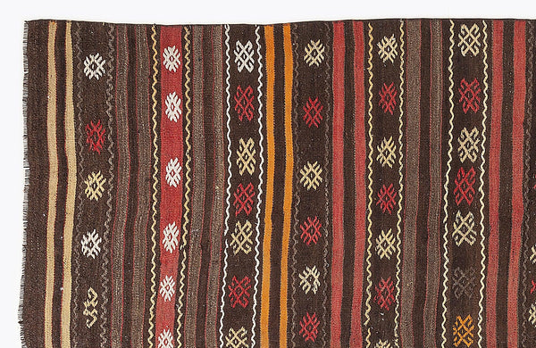 Bej Anadolu Bohem Geometrik Yün Halı 165x330 - Özel Seri