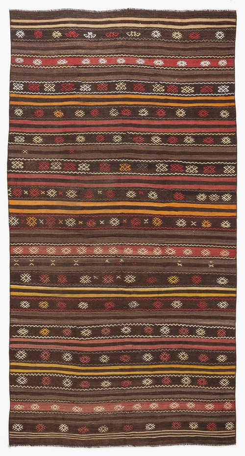 Girit Bej Çizgili Yün El Dokuma Halısı 165 x 330 Apex Unique