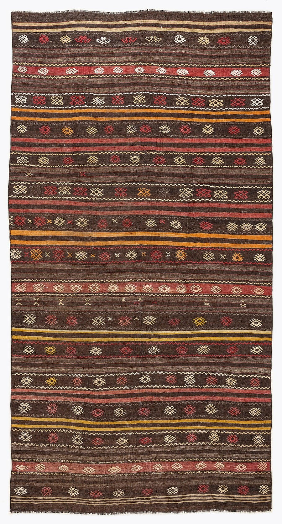 Bej Anadolu Bohem Geometrik Yün Halı 165x330 - Özel Seri