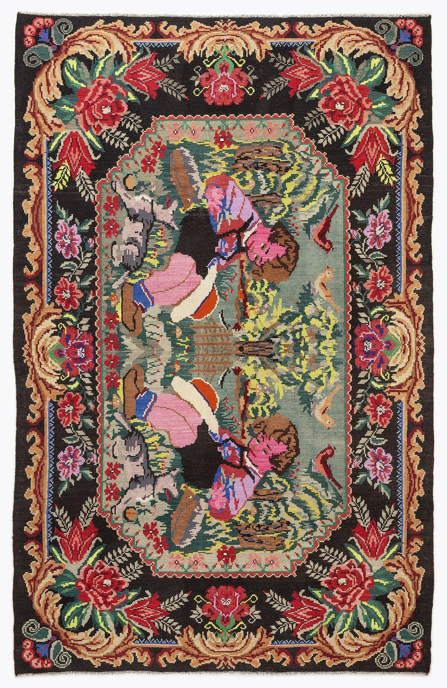 Kırmızı Karabağ Çiçekli Yün Halı 204x320 - Özel Seri