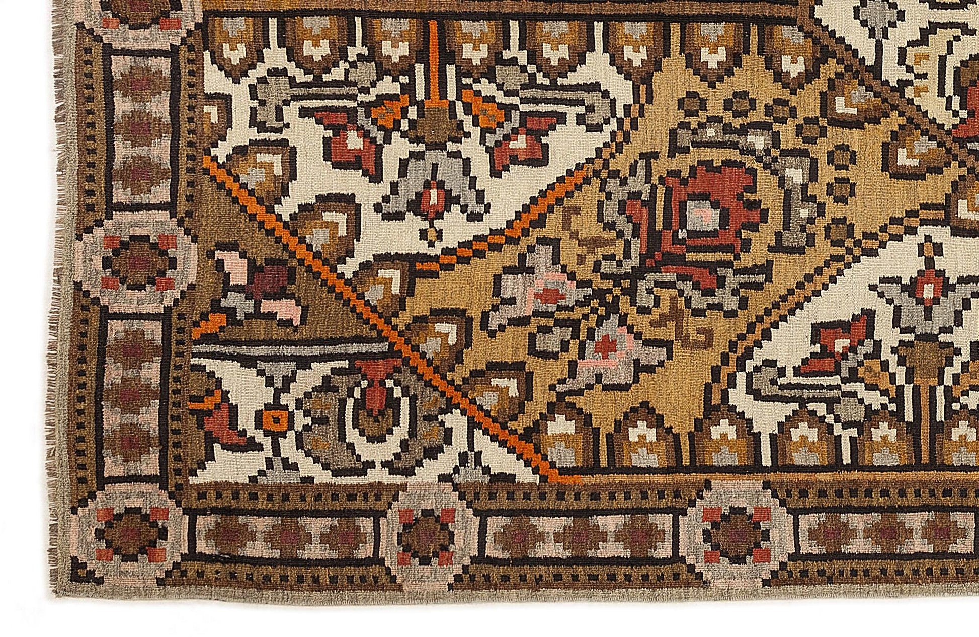 Kırmızı Anadolu Bohem Geometrik Yün Halı 166x280 - Özel Seri