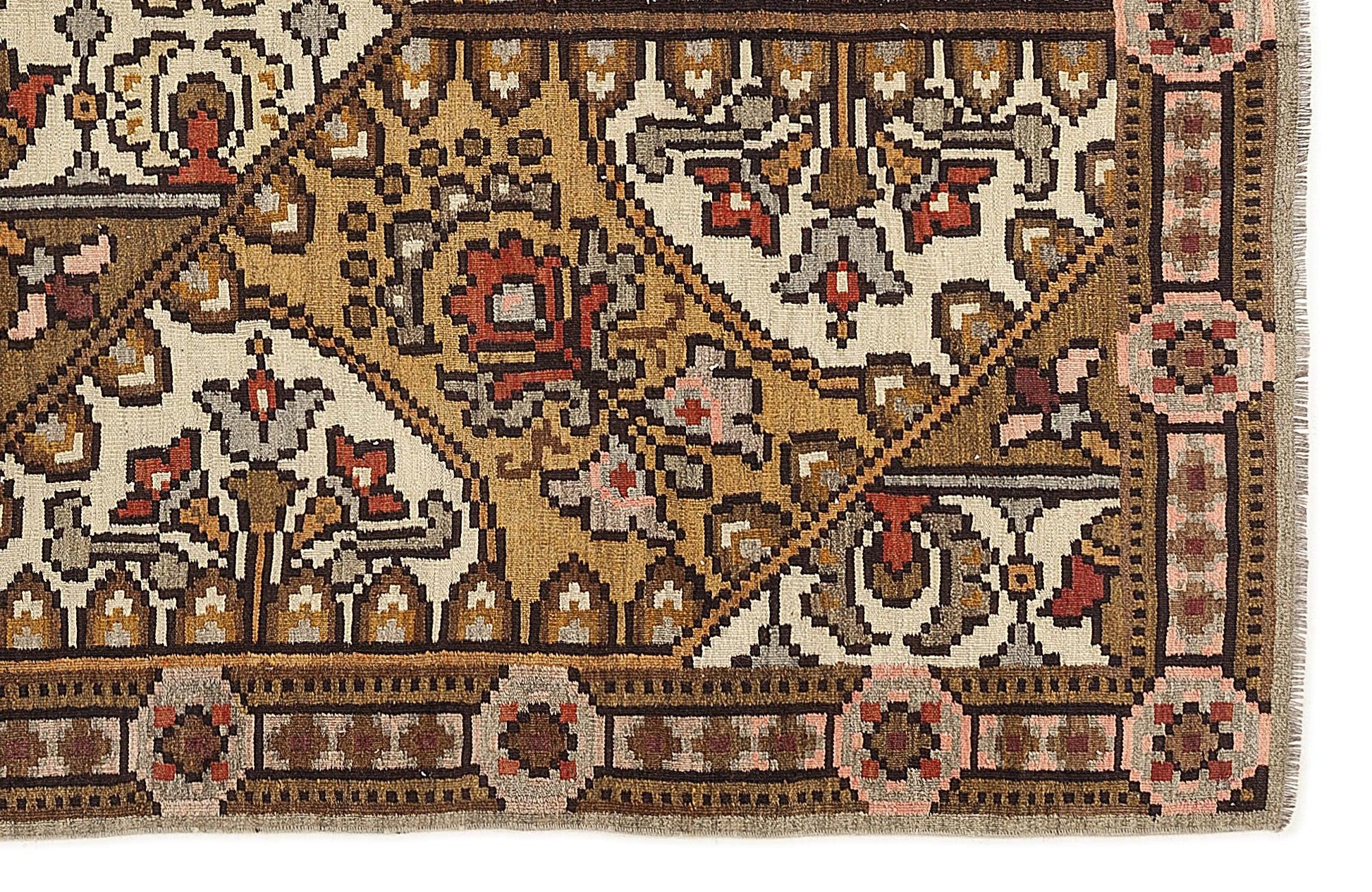 Kırmızı Anadolu Bohem Geometrik Yün Halı 166x280 - Özel Seri