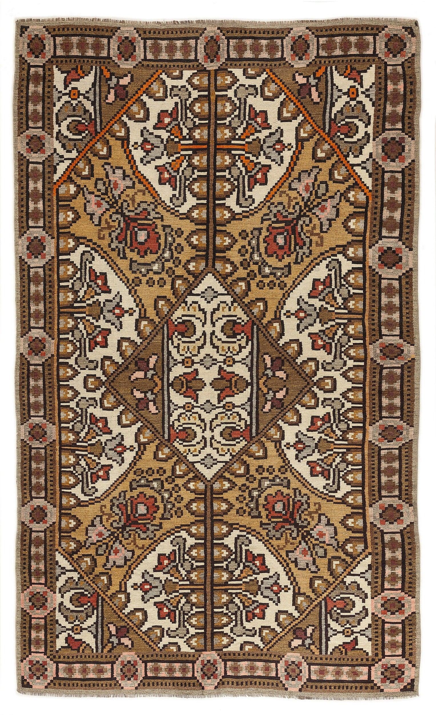 Kırmızı Anadolu Bohem Geometrik Yün Halı 166x280 - Özel Seri