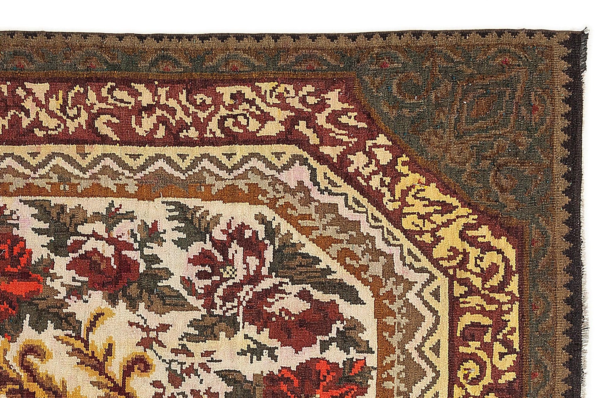 Kırmızı Anadolu Bohem Geometrik Yün Halı 214x310 - Özel Seri