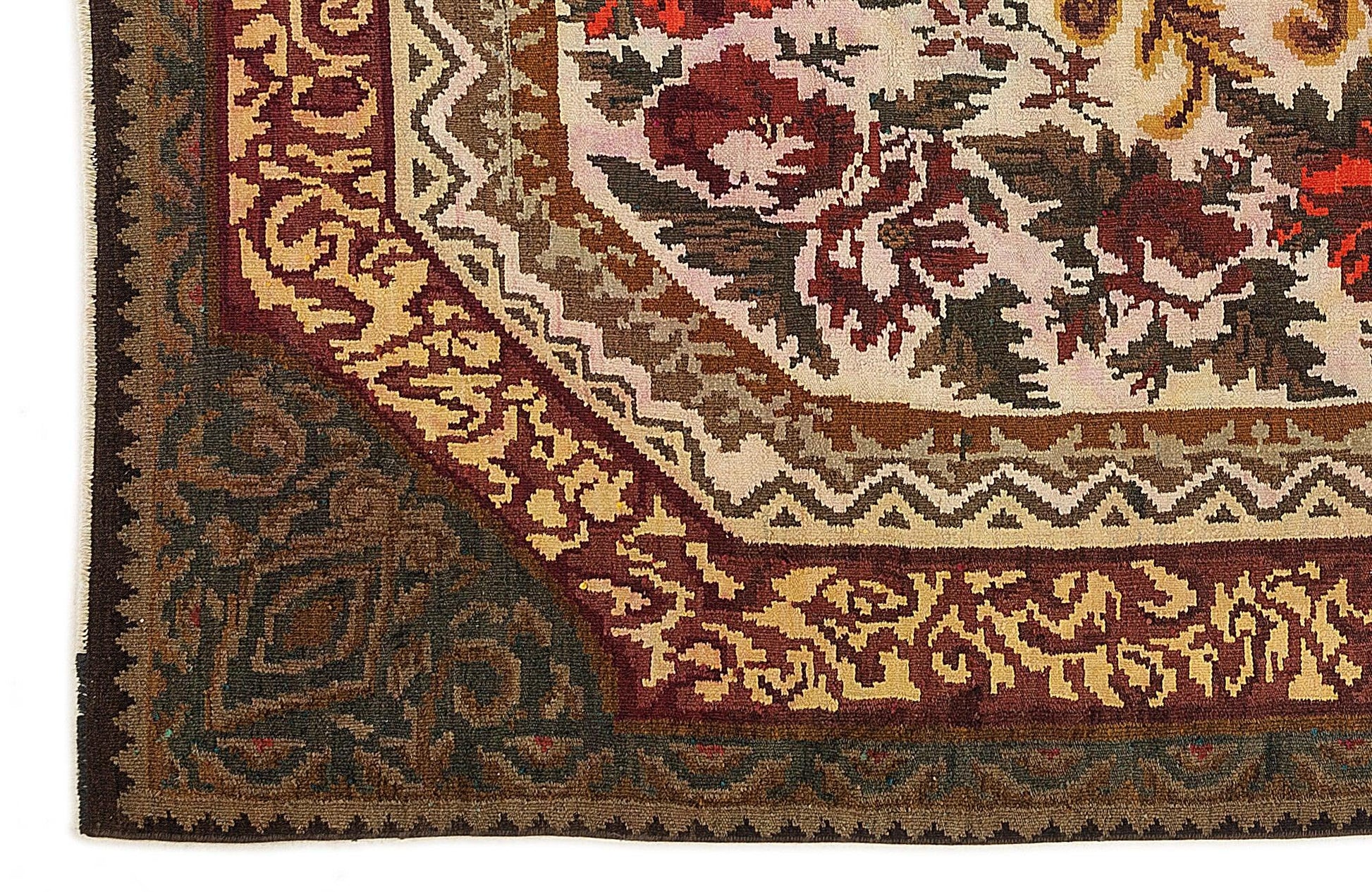 Kırmızı Anadolu Bohem Geometrik Yün Halı 214x310 - Özel Seri