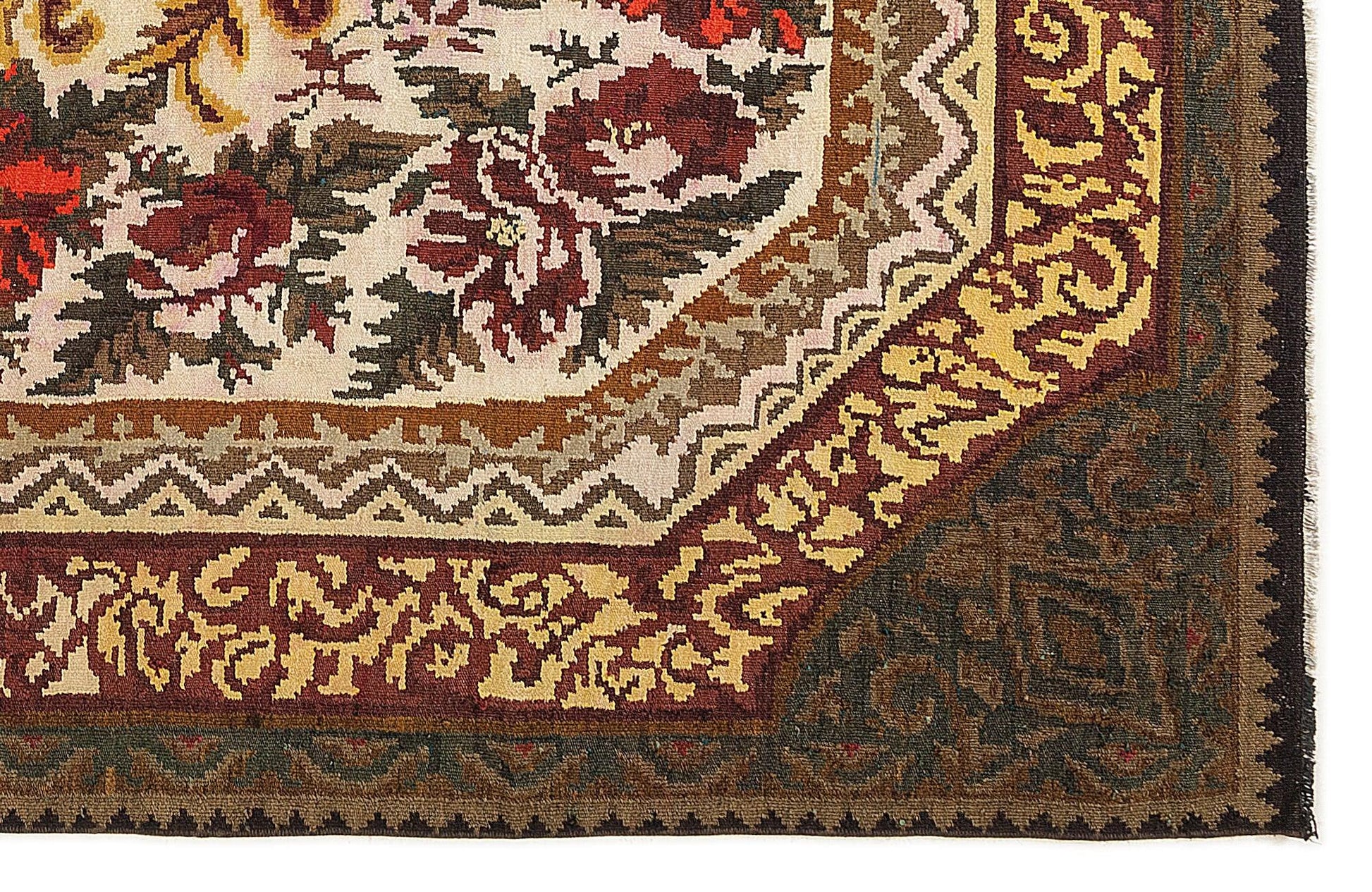 Kırmızı Anadolu Bohem Geometrik Yün Halı 214x310 - Özel Seri