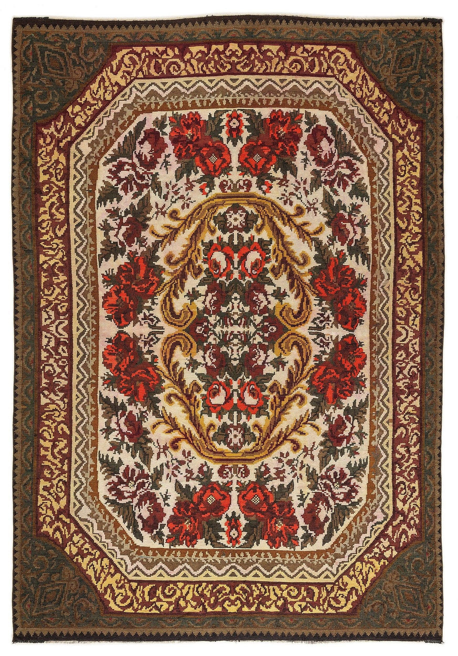 Kırmızı Anadolu Bohem Geometrik Yün Halı 214x310 - Özel Seri